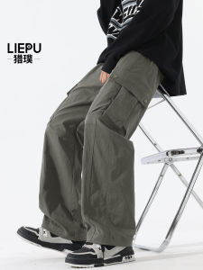 Loose Straight Leg Workwear Trousers for Men Casual Summer Sport Long Pants American Style Loose Fit Comfortable Polyester Fiber