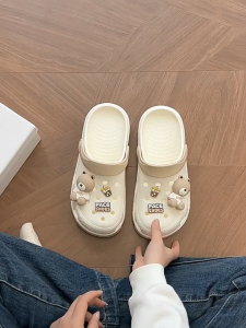 Korean Sandals For Women Lightweight 3.5cm High Heels Cartoon Clogs Non-slip Slippers For Women