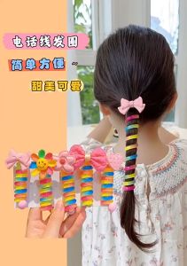 Tooyoo Korean Coil Hair Tie Kids Girl Ponytail Hair Rope Fashion Scrunchies Japanese Braided Telephone Cord Hair Ring