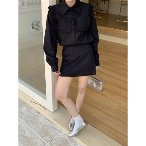 เสื้อเชิ้ตแขนยาวป้องกันแสงแดดสไตล์ฝรั่งเศส สำหรับผู้หญิงในฤดูร้อน ทรงหลวม แขนยาว กระดุมคอโปโล สีพื้น เสื้อแฟชั่น