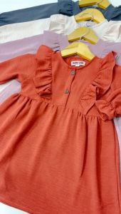 Dress Anak Lengan Panjang | Cinkle Airflow | 1-4 Tahun | Termurah | [SAIBAKIDS]