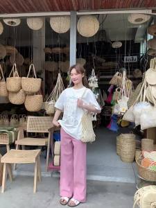 NIHAOKANONG |Quần jeans ống rộng cạp cao dáng suông rộng thời trang nhiều màu giúp thon gọn
