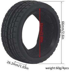1:10 On-road Car Tires 63-68mm High Grip Rubber Tyre Hot Melt Tire Hsp 94123 Hpi Himoto Fw06 Tt01 Abrasion Resistant Racing Car