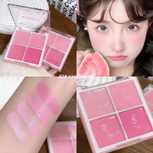 4 สีครีม NATURAL Nude แต่งหน้า Brightening Cheek Peach Pink Blusher Palette แบบพกพาอเนกประสงค์ Blush เครื่องสําอาง