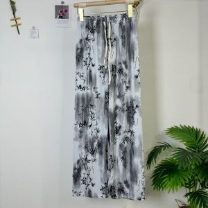 Quần Ống Rộng Phong Cách Trung Hoa Cho Nữ Mùa Hè Họa Tiết Sọc Mỏng Cạp Cao Họa Tiết Bướm Quần Dài Thường Ngày Bằng Lụa Băng