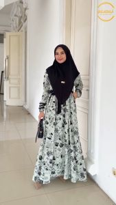 Gamis HILYA MOM Plus jilbab list dan plat gold| size S M L XL XXL | by Salamah Grosir Solo