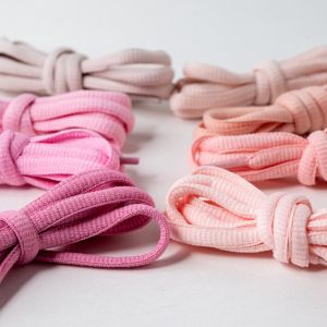 เชือกผูกรองเท้ากีฬาสีชมพูรูปครึ่งวงกลมสำหรับ Skechers สีเทาและสีชมพูอ่อนสำหรับผู้ชายและผู้หญิง