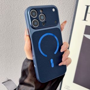 Luxury Official PU Leather Magnetic Phone Case For iPhone 15 14 11 12 13 16 17 Pro Max Plus For Magsafe Shockproof Matte Cover