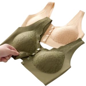 Anti-Sagging Gathered Front-Closure Bra Beautiful Back Wire-Free Underwear for Middle-Aged And Elderly Mothers New 2024 Style