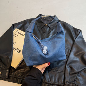 Trendy Denim Shoulder Crossbody Bag for Women: Unique Design Handheld Dumpling Bag, Popular Internet Celebrity Bag, Single Shoulder Slant Bag