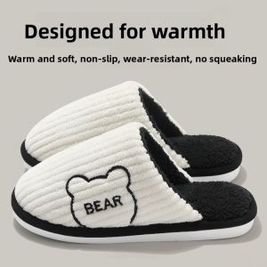 Home Cotton Slippers Womens Autumn Winter Indoor Thick Bottom Anti-slip Fluffy Mens Style Moon Shoe Cotton Slippers