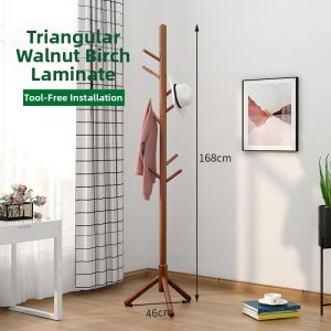 Freestanding Solid Wood Coat Rack