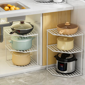 Homenhome Kitchen Multi-layer Iron Pot Storage Rack Adjustable Cabinet Storage Rack