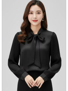 French Style White Lace Shirt Womens Butterfly Knot Sash Gored Skirt Long Sleeve V-neck Commute Top Elegant Ladylike Blouse