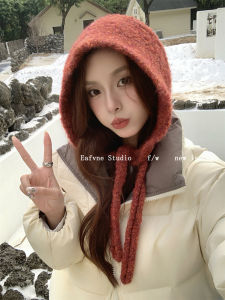 Mixed Wool Knitted Balaclava Hat Winter Ear Protection Warm Scarf Tied All-Match Casual Style for Men And Women