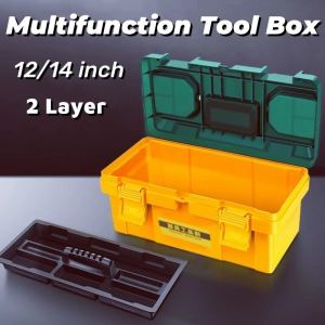 12/14 inch Double Layer Tool Box Multifunction Plastic On-Board Heavy Duty Tool Storage Box Tool Organizer Box