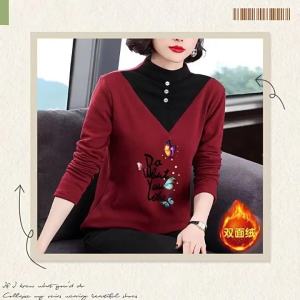 HUAXUNRAN | Warm Half-High Neck Knit Top for Middle-Aged Women