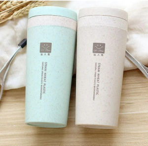 (HỌA TIẾT NGẪU NHIÊN) LY/ CỐC UỐNG NƯỚC LÚA MẠCH 350ML CÓ DÂY XÁCH Dr Srow thân thiện với môi trường - Bình nước Lúa mạch dr srow