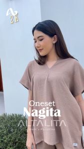 Altalita - Baju Tidur Wanita Dewasa Cringkle Airflow Premium One Set Piyama Celana Pendek Polos Jumbo Kekinian