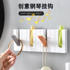 Foldable Hidden Nordic Style Piano Wall Hook for Coats Bags Keys Storage Simple Design Plastic L-Shaped Hook Adhesive Installation