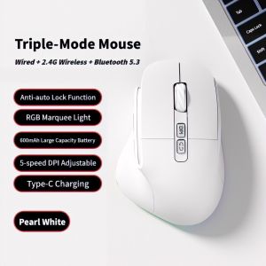 NexusClick 2026 Rechargeable Wireless Mouse Ergonomic Vertical Tri-Mode Adjustable DPI Long Battery Durable Gaming Office Mouse