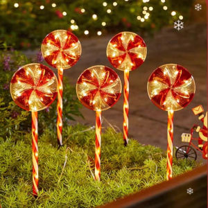 Christmas lollipop ground plug light LED solar outdoor waterproof courtyard lawn decoration atmosphere light candy light