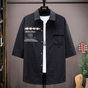 Youth Summer Ice Silk Thin Short-Sleeved Shirt Mens Junior High School Student Shirt Trendy Handsome Casual Outwear