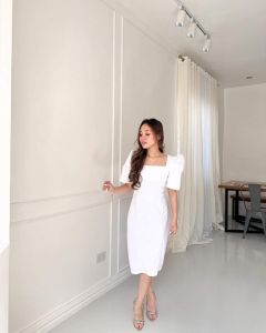 Martha Modern Filipiniana Midi Dress For School Office Parties & Semi-Formal Occasions Fits Small to Medium Frames | Available in Light to Dark Colors