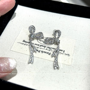 Korean Style Butterfly Knot Diamond Stud Earrings Womens Luxury Small Luxury High-End Elegant Fashion Jewelry Accessories