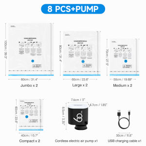60 Kpa Cordless Electric Pump for Vacuum Storage Bags Travel 3600mAh Rechargeable Air Pump Various Seal Space Saver Bag Clothing