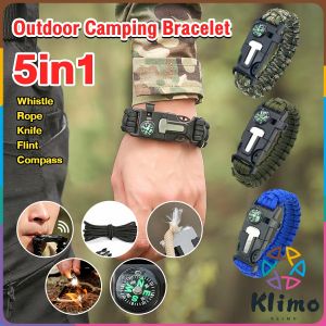 KLIMO Outdoor Camping Bracelet With Whistle Flint Fire Starter Nylon Bracelet 3.2m Rope Wild Survival