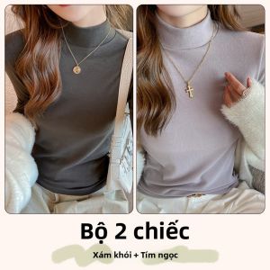 MiiOW | Áo Thun Bông Cổ Trung cho Phụ Nữ Mùa Thu Đông