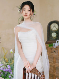 Long Lightweight Korean Style Wedding Scarf Shawl for Bridal Photoshoots And Travel Photography Womens Fashion Accessory