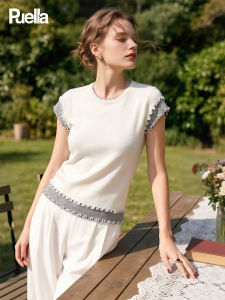 puella | French Sweet Style Short Sleeve Knitted Blouse Loose