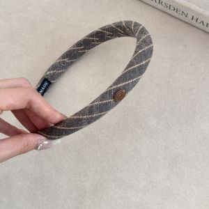 Early Autumn Simple Stripe Linen Hairband Versatile Outdoor High Hairline Girls Vintage Pressed Hair Clip Fashionable Headband