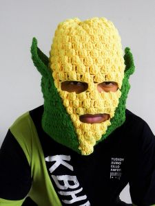 Carnival Party Cosplay Funny Corn Superman Mask Autumn and Winter Warm Wool Handmade Crocheted Hat