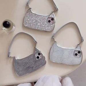 Ốp Điện Thoại Mạ Kim Tuyến Hàn Quốc Kèm Dây Đeo Da Chống Sốc Bảo Vệ Toàn Diện Cho iPhone 17/16/15/14/13/12 Tương Thích Với Các Mẫu Apple