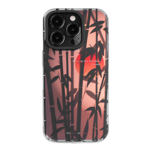 New Chinese Style Gradient Laser Bamboo Forest Design Double Layer Mobile Phone Case for 17Promax 15Pro Huawei Mate60 70Pro