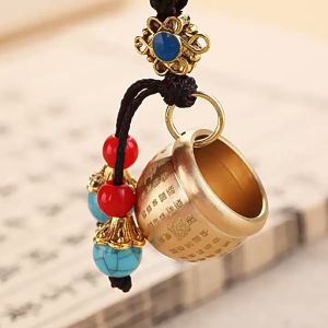 已開光 黄铜宝缸钥匙扣 百福缸 聚宝盆 招财钥匙圈 鑰匙圈 转运招财汽车钥匙扣 FENG SHUI 风水 招财进宝 转运 可以存住米的百福缸钥匙摆件 赠礼佳品 Keychain Attract Wealth Car Key Chain—风水轩