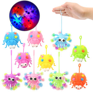 Two styles of creative new and unique virus+ladybug furry ball childrens toy elastic release ball