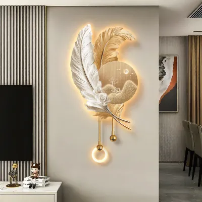 BEISIJIA | Luxury Feather Grid Decorative 3D LED Wall Light Paintings