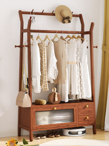 Floor-Type Clothes Tree For Home Bedroom Space-Free Clothes Rack Movable Hanger Rack with Wheels