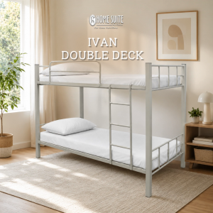 Home Suite Ivan 36/36X75 Double Deck Bed Collection with Space-Saving Design Durable Frame Patented RG Double Lock System Removable Ladder & Guard Rails Knockdown Assembly & Powder-Coated Finish