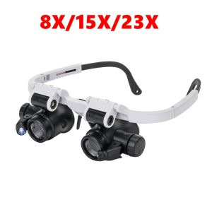 Jewelers Magnifying Glass 2X 4X 6X 10X 13X Lenses Head-Mounted Magnifier Professional Magnification Glasses For Watch Repair