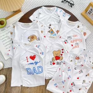 Bộ Quần Áo Trẻ Sơ Sinh Cài Khuy Nút Hiệu Minky Mom Vải Thun Mềm Mát Phù Hợp Các Bé 0-4 Tuổi từ 4-15 kg - Mã TN-IN179