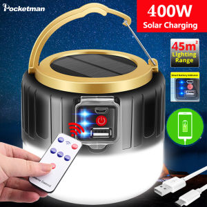 400W Outdoor Solar Light Portable Lantern LED Solar Light Outdoor Waterproof Emergency Light With Remote control Camping Lights USB Charging