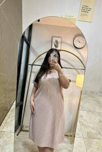 Yoo Mi Pocket Dress Zipper Busui Friendly Hornet Knit Salur Stripe Joi Clothing [Bisa COD]