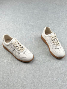 Soft Surface Cowhide Flat Heel Anti-Slip Lace-Up Womens De Xin Shoes 2024 Spring Style Casual round Toe Glue Stick Rubber Sole