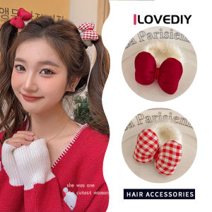 [ILOVEDIY] New Year Childrens Red Bow Plush Hair Band Autumn and Winter Cute Rubber Band