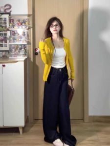 กางเกงยีนส์ทรงหลวมเอวสูงสำหรับผู้หญิง สไตล์ลำลอง กางเกงขายาวทรงหลวม ทรงหลวม ทรงหลวม กางเกงยีนส์ทรงหลวม